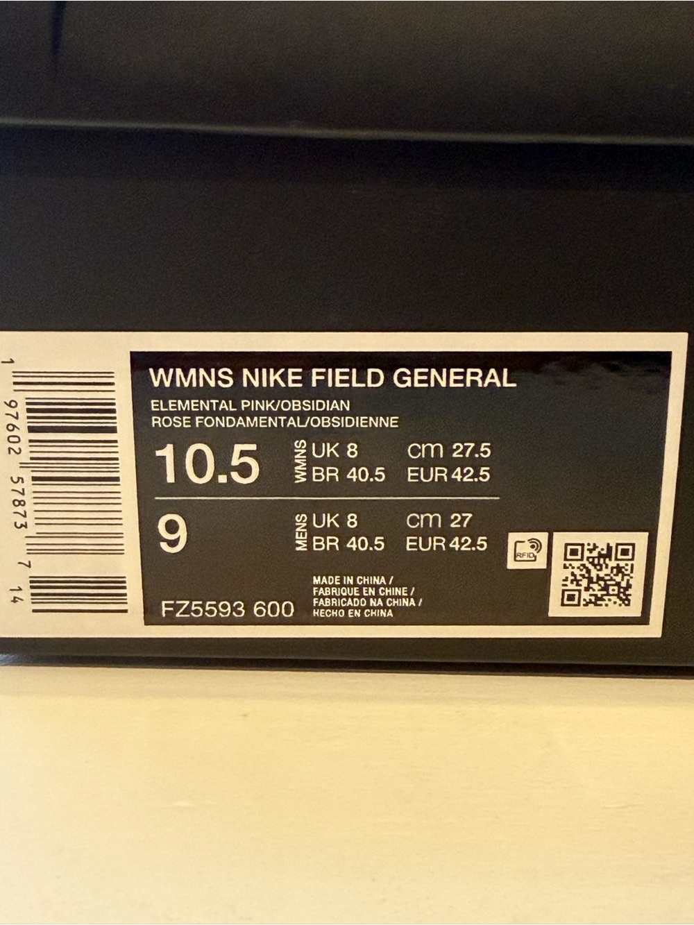 Nike Women’s Field General Pink Sneakers Gum Sole Elemental Pink Obsidian Swoosh - Picture 7 of 7